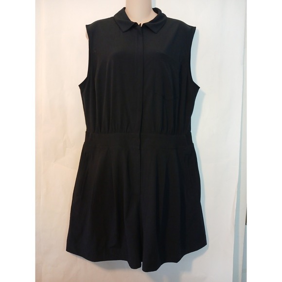 Athleta Pants - Athleta Womens Black Sleeveless Romper Zip Pockets NEW Size 16 D133